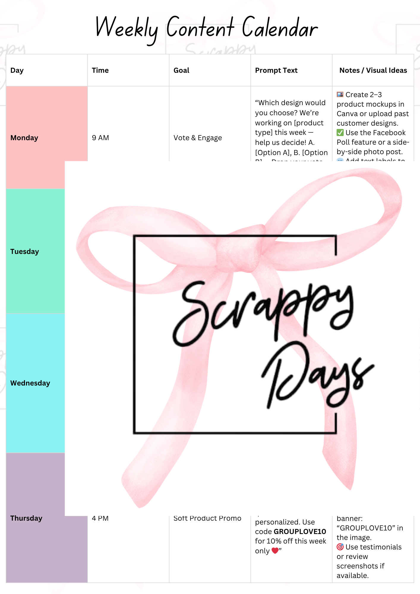Weekly Content Planner