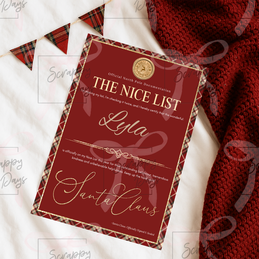 Personalised Santa’s Nice List Certificate