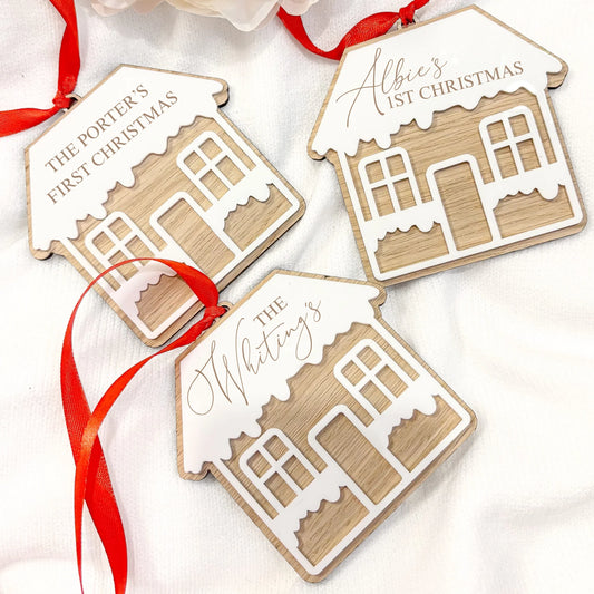 Wooden Gingerbread House Christmas Tree Decoration